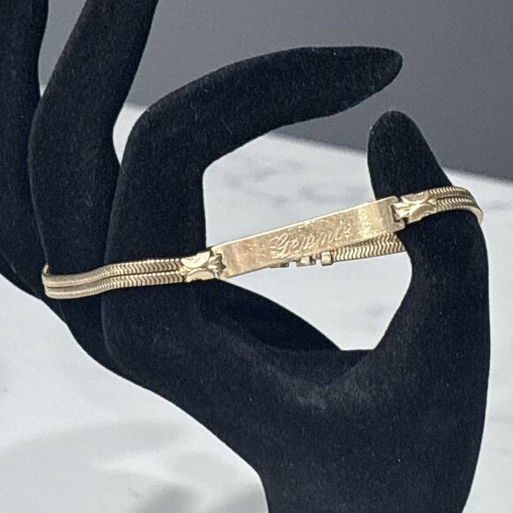 Vintage Forstner ID Bracelet Gold Filled GF Double Chain Engraved Ginnie 7.5" - Picture 6 of 10